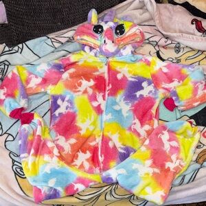 Colorful Unicorn Kids Hoodie! Kids size 10 huge onesie! Measurements included.